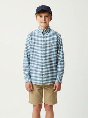 Brooks Brothers Boys Gingham Non-Iron Button-Down Collar Shirt 100% Cotton YM